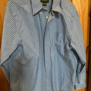 Men's Blue Striped Shirt Eddie Bauer long sleeved XL wrinkle resistant